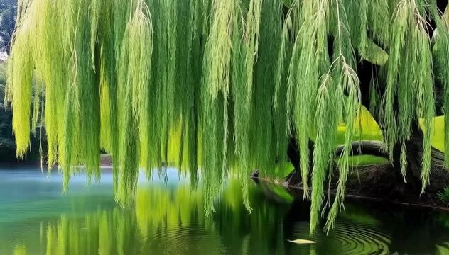 Weeping willow on the lake side