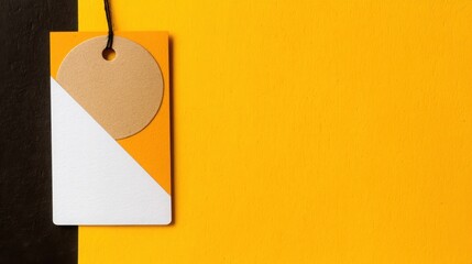 Floating tag on a bright yellow background with upward percentage indicator symbolizing growth and positive trends