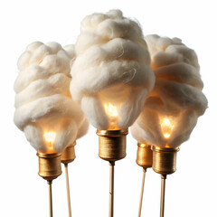 cotton wicks for lamp on white background