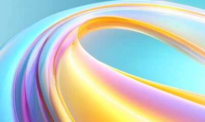 Abstract Colorful Swirls Dynamic Flowing Lines Pastel Yellow Orange Pink Blue Smooth Gradient Background Design Modern Artistic Digital Art           