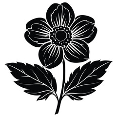 Black and White Floral Silhouette Illustration