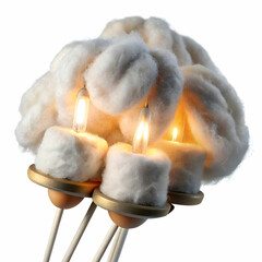 cotton wicks for lamp on white background