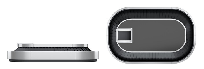 Set of Airport luggage conveyor belt from baggage claim area isolated on white background. 3d render of travel vacation concept. © Vasyl Onyskiv