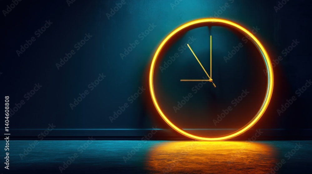 Poster minimalist glowing wall clock with elegant design and soft lighting creating a calming atmosphere in