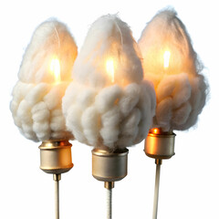 cotton wicks for lamp on white background