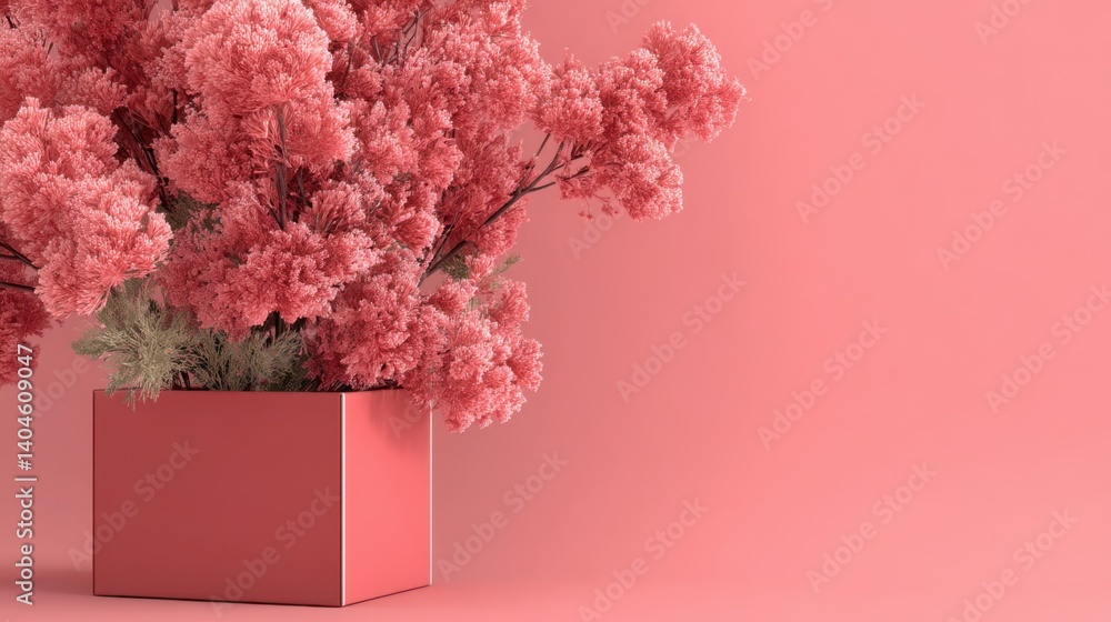 Poster minimal safe box displayed on a soft coral background highlighting its simple and elegant design fea