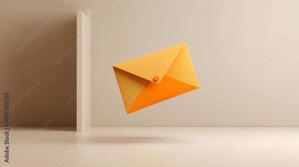 Poster money envelope gently floating in air against a soft and dreamy background creating a unique visual 