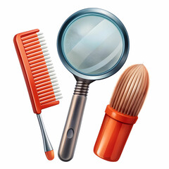 cosmetic products lice comb and magnifying glass