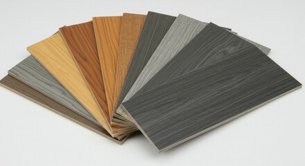 Wood-look tile samples, various shades