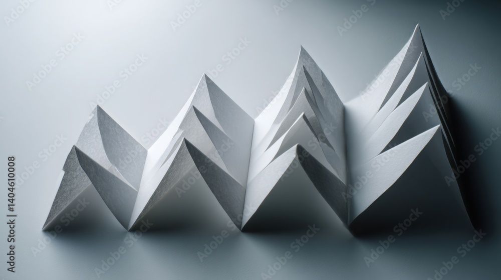 Poster a fascinating representation of several paper foldings creating an upward graph illustrating market 