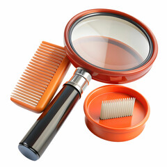 cosmetic products lice comb and magnifying glass