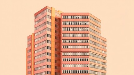 Majestic tall pastel building symbolizing business stability rising high against a clear sky for corporate concepts