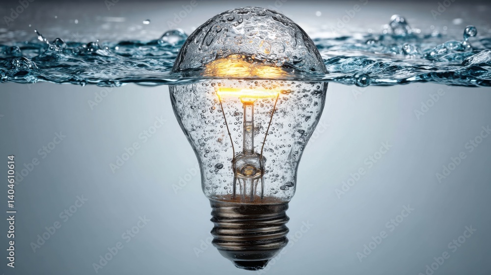 Poster ripple on white water creating a unique lightbulb shape illuminated by natural reflections in the wa
