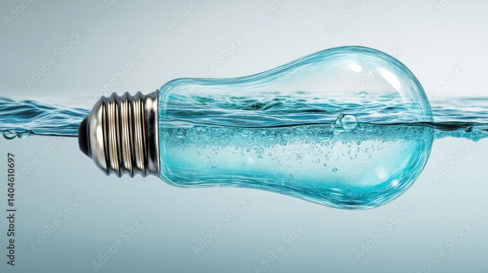 Poster ripple on white water creating a unique lightbulb shape illuminated by natural reflections in the wa