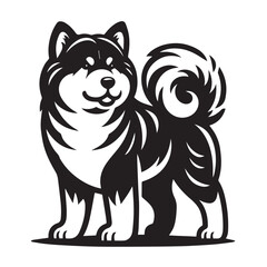 Fototapeta premium Akita silhouette black and white vector icon