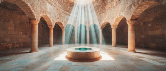 Holy Thursday Sacred Spaces Ethereal Architectural Minimalism in Ancient Stone Cenacle - Immersive Cultural Heritage Experience for Spiritual Tourism and Meditative Design