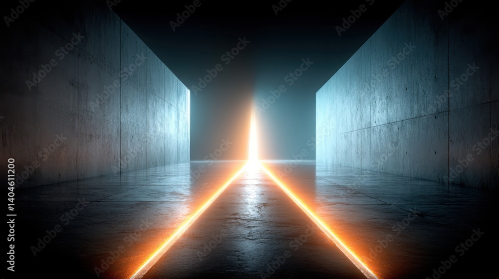 Poster simple light path crossing a black surface creating a striking visual contrast with subtle shadows a