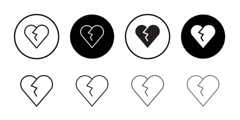 Broken heart icon Flat line symbol