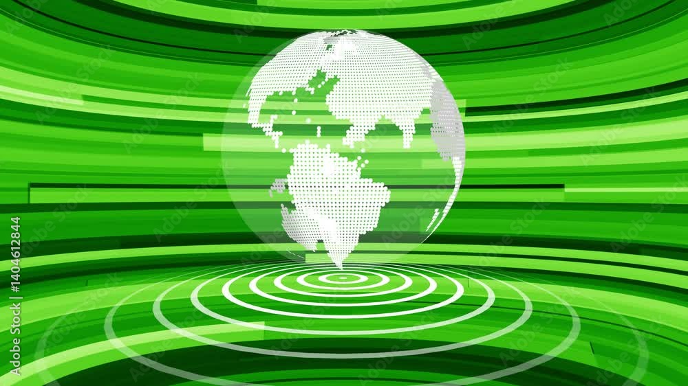 Poster abstract green globe with ripple effect background animation for global connections