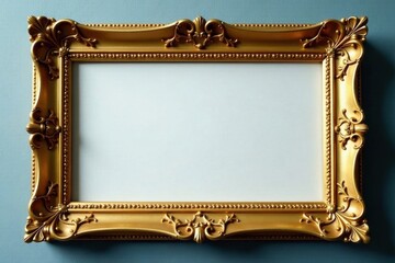 Empty antique gold picture frame, close-up detail, texture, gilt