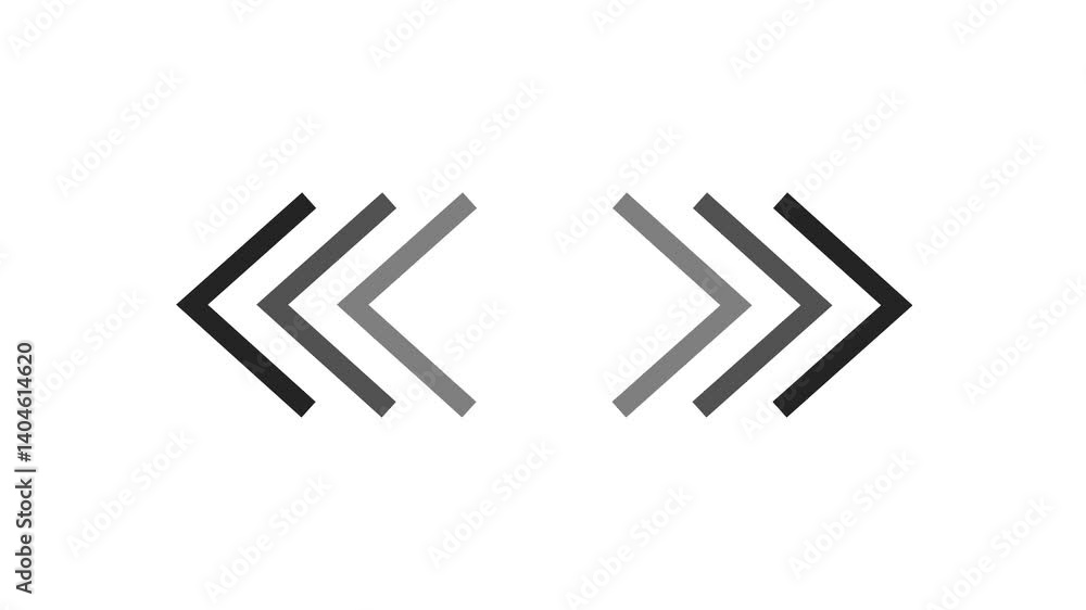 Poster arrow animation element with directional indicator and chevron pattern transition