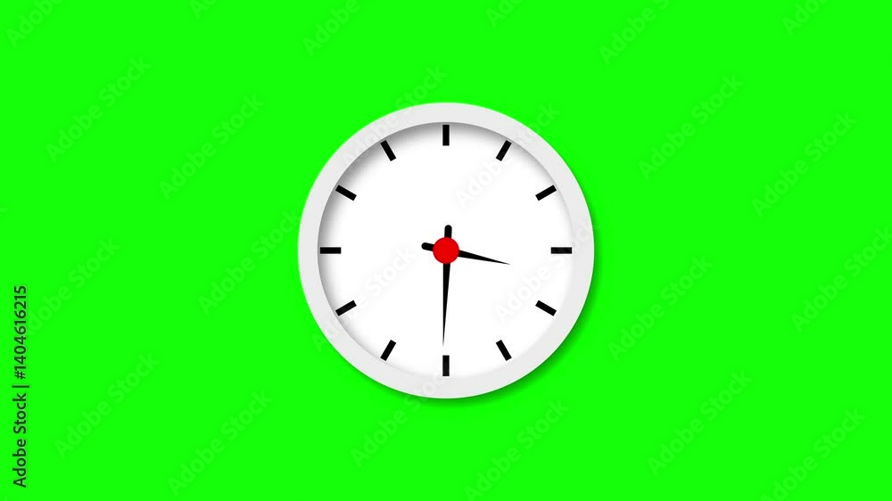 Aufkleber simple analog clock animation on green screen for visual effects and timekeeping