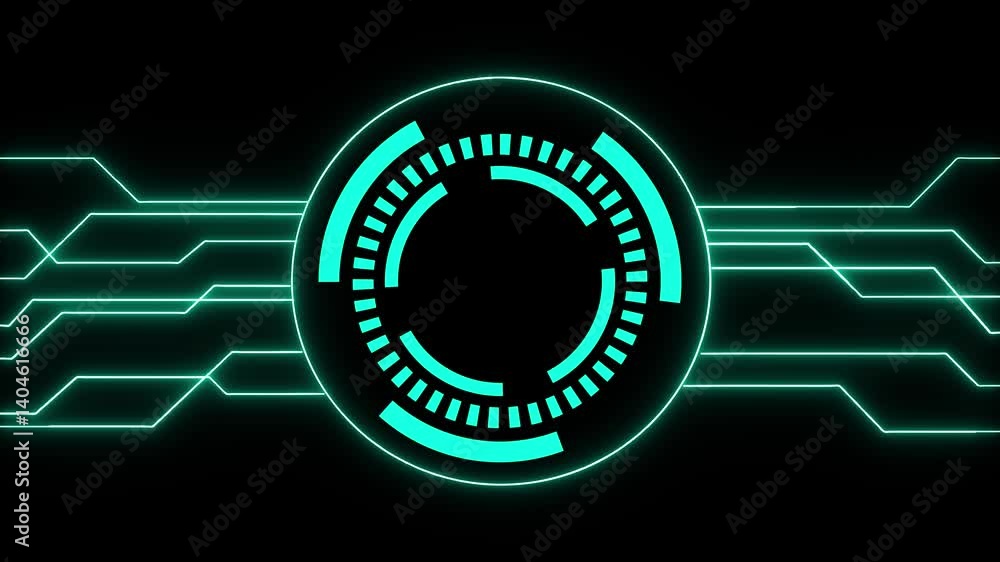 Aufkleber futuristic hud element with glowing neon lines and circuit board design overlay