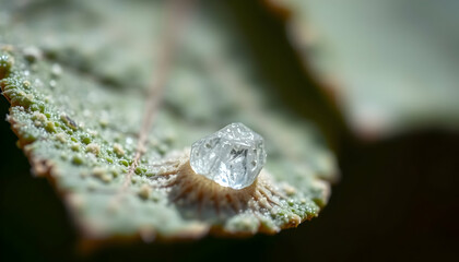 Obraz premium Macro Closeup Of Fungus On Green Leaf