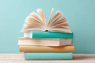Mindful Learning Meets Minimalist Design Big Word Day Inspiration - Soft Pastel Book Stack Reveals Knowledge Gateway for Digital Creatives