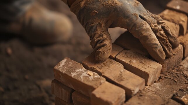 Mason creating intricate brick patterns. Featuring creative masonry and detailed work