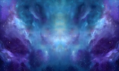 Naklejka premium Stunning Blue Purple Nebula Cosmic Space Background Galaxy Starscape Digital Art Illustration Fantasy Celestial Artwork Vibrant Universe Design 