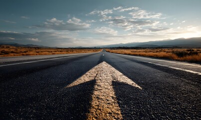 Naklejka premium Road to the Future, Asphalt Arrow, Journey Ahead