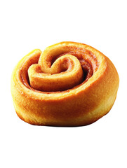 Fototapeta premium Delicious freshly baked cinnamon roll with a perfect swirl on a black background for dessert lovers and foodies