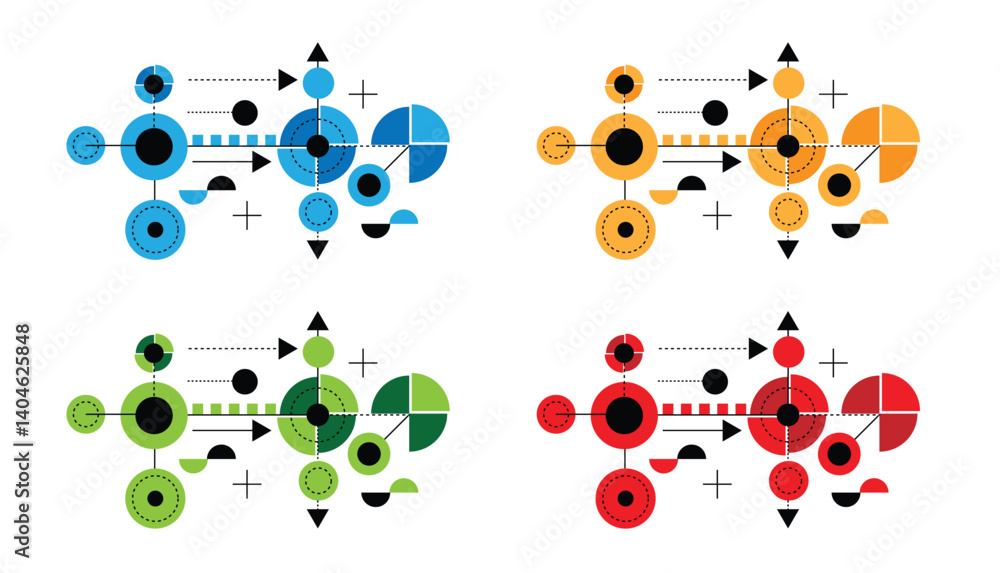 Poster Graphic Design Technological Blueprint Hi Tech Element Line Art. Web and software interface elements and resources vector art