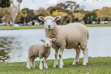Fototapeta premium Lamb with mother