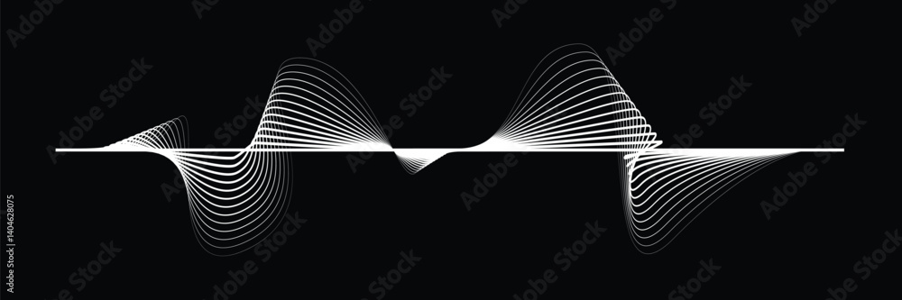 Poster digital sound equalizer . audio signal frequency signal . abstract flow linear fluid wavy shape . ac