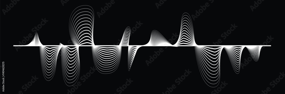 Poster digital sound equalizer . audio signal frequency signal . abstract flow linear fluid wavy shape . ac
