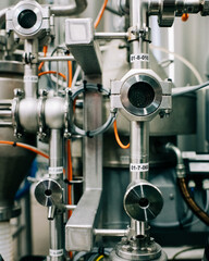 close up brewing pipes in a brewery in Sweden
