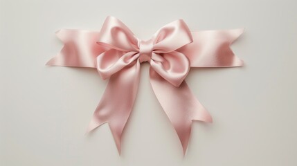 Pink Satin Bow on White Background
