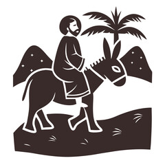 Jesus' Triumphal Entry on Donkey Vector Illustration