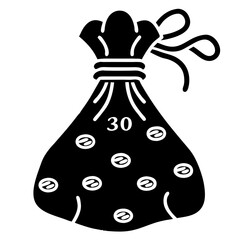 Bag of Silver Coins - Icon Illustration