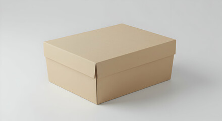 Light Beige Cardboard Box On White Background