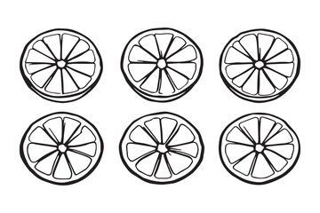 lime half slice black line art