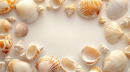 A delicate seashell frame evokes warmth and serenity for summer beach invitations.