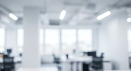 Serene Office Space: Blurred Light & Modern Design AI Generated