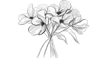 A drawing of a bouquet of flowers. Generated using AI.