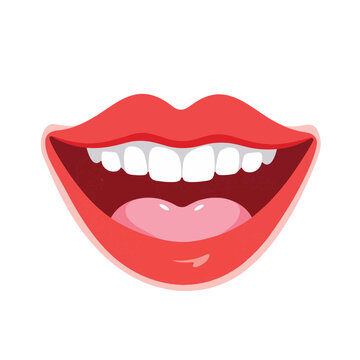 Joyful laughing mouth icon on white background, happiness concept