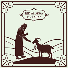 eid al adha mubarak Arabic man with goat abstract vector illustration design