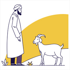 eid al adha mubarak Arabic man with goat abstract vector illustration design