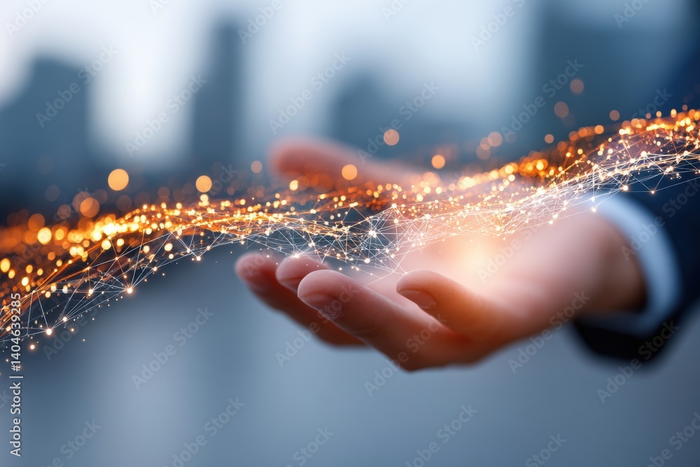 Poster creating digital connections innovative technology in business urban setting imagery professional en